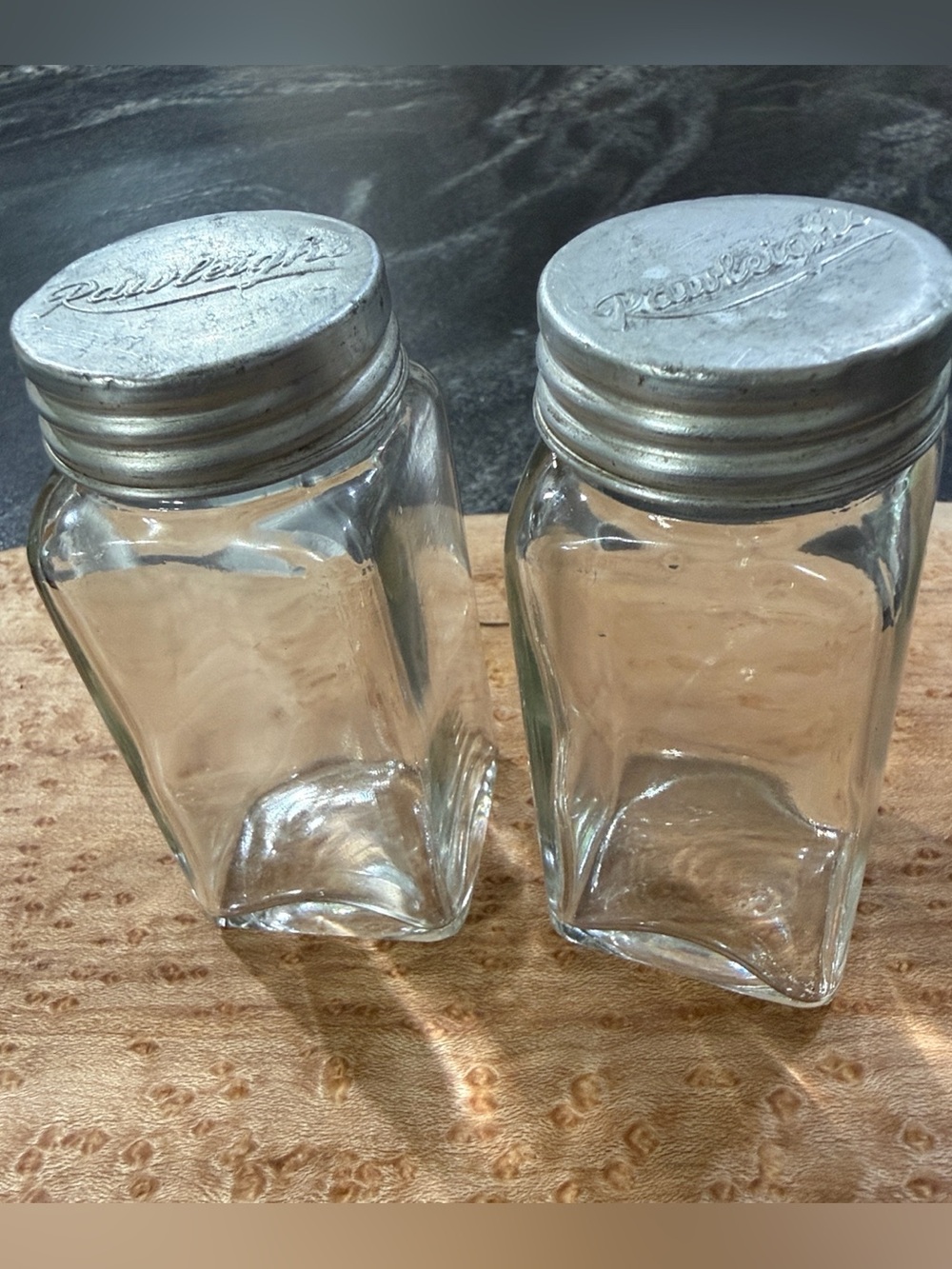 Rawleigh’s Vintage Spice Jars with Metal Screw Top Lot of 2